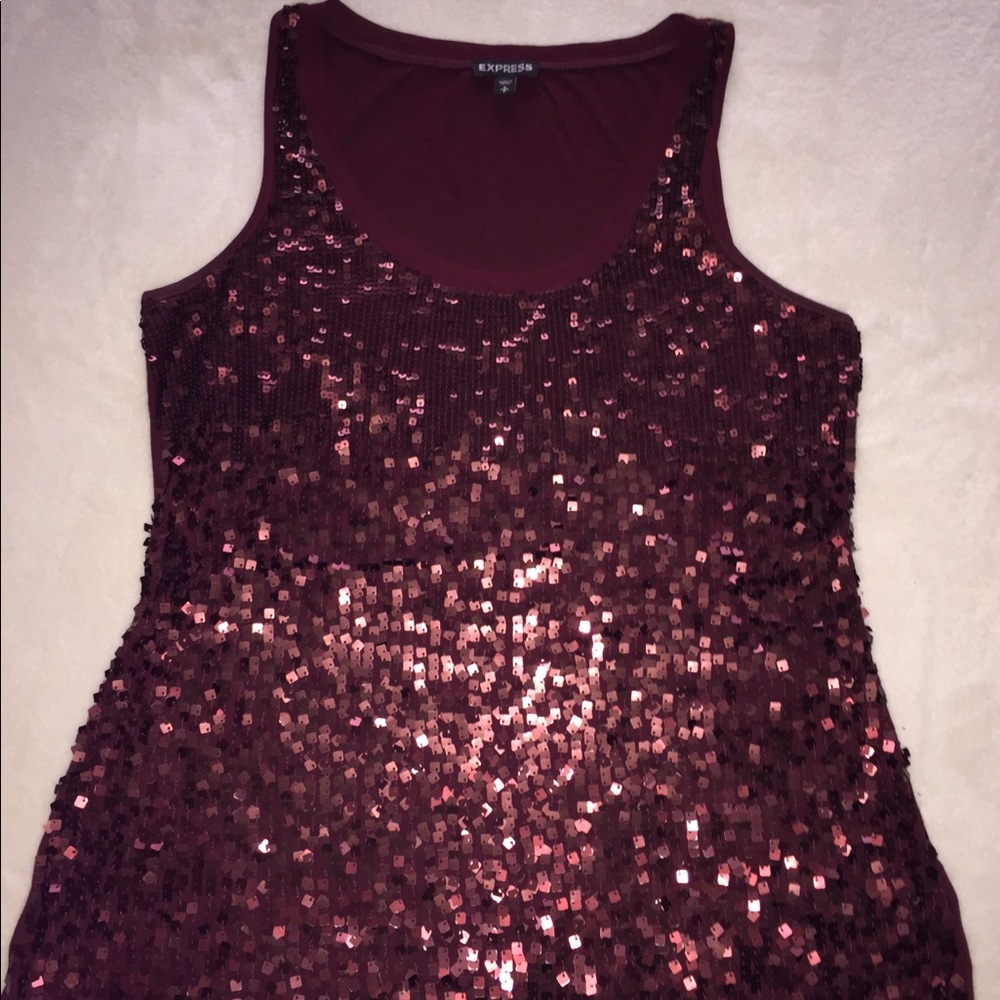 Express Burgundy Sequin Tank Top